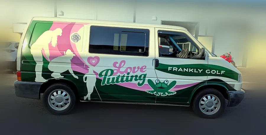 Frankly Golf Love Putting van wrap side view, vehicle graphics Fife